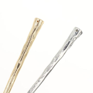 Simple Golden Finish Metal Hair Stick with Uneven Surface